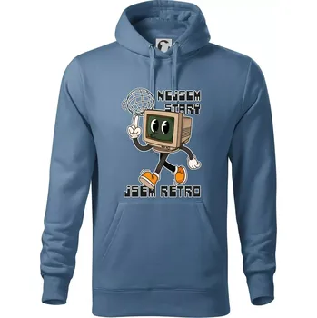 Pánská mikina Nejsem starý, jsem retro - Mikina pánská Cape s kapucí - 5XL ( Denim )