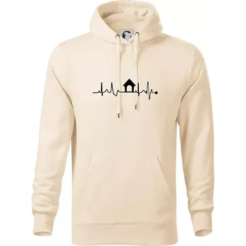 Pánská mikina Ekg psí bouda - Mikina pánská Cape s kapucí - 4XL ( Mandlová )