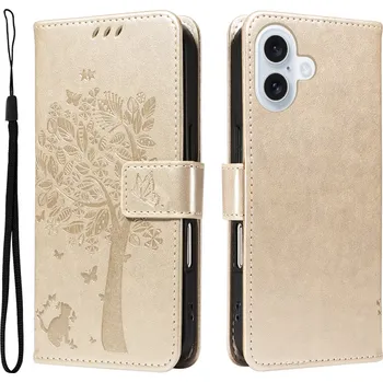 Pouzdro na mobilní telefon Trees knížkové pouzdro na iPhone 17 - zlaté