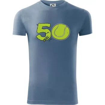 Tenis kulaté narozeniny 50 - Viper FIT - Pánské zůžené tričko - M ( Denim )