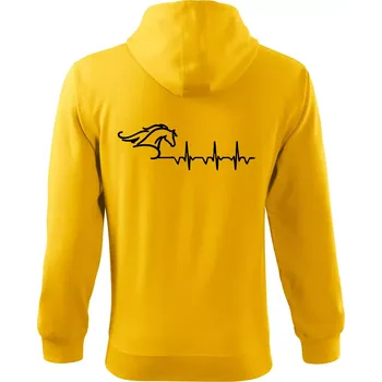 Pánská mikina Hlava koně EKG - Mikina s kapucí na zip trendy zipper - S ( Žlutá )