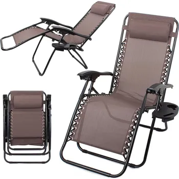 Zahradní lehátko VERK GROUP Skládací vícepolohové lehátko s polohovatelným stolkem