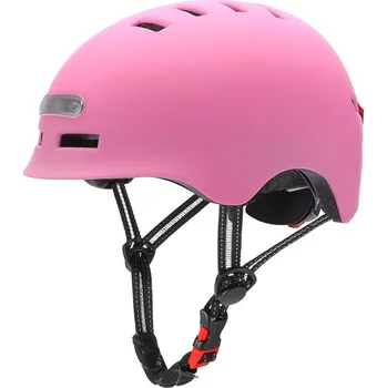 Cyklistická přilba Přilba se světly na koloběžku Veľkosť: M - 54 cm, Barva: Růžová