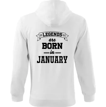 Pánská mikina Legends are born in January - Mikina s kapucí na zip trendy zipper - M ( Bílá )