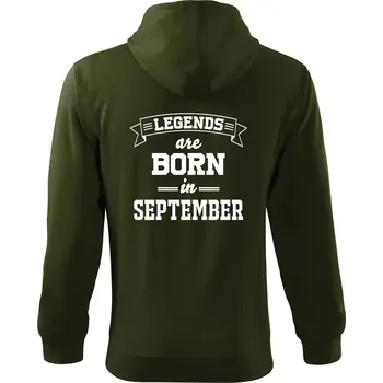 Pánská mikina Legends are born in September - Mikina s kapucí na zip trendy zipper - M ( Military )