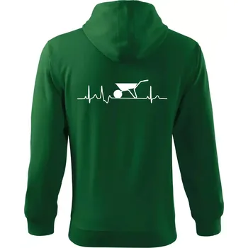 Pánská mikina EKG kolečko - Mikina s kapucí na zip trendy zipper - M ( Lahvově zelená )