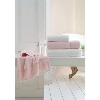 Ručník Ručník FREYA s krajkou 50x100cm - Růžová, Soft Cotton