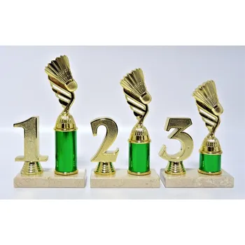 Badminton trofeje 73-P434.01 Zde napište text na štítky a součet zadejte do košíku. Více informací viz.POPIS v dolní části.