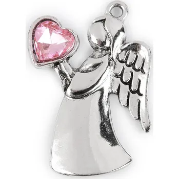 Přívěsek Přívěsek anděl se srdcem 24x36 mm Balení: 1 ks, Varianta: 3 růžová dětská - 8596475666657