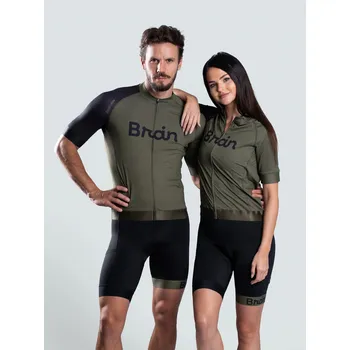cyklistický dres BrainMax Brain unisex cyklistický set, dres a kraťasy, zelený Velikost: S Zelený cyklistický dres s kraťasy