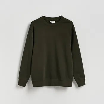 Pánská mikina Reserved - Bavlněná oversize mikina - tmavě zelená - 373BK-79X - 373BK-79X-S