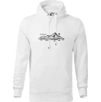 Pánská mikina Nový Zéland nápis a hory Aoraki - Mount Cook - Mikina pánská Cape s kapucí - 5XL ( Bílá )