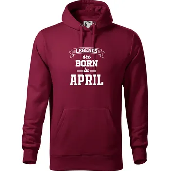 Pánská mikina Legends are born in April - Mikina pánská Cape s kapucí - 2XL ( Garnet )