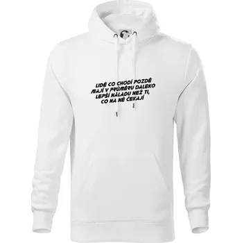 Pánská mikina Lidé co chodí pozdě - Mikina pánská Cape s kapucí - 4XL ( Bílá )