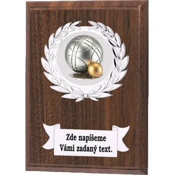 Pétanque plaketa NP02-L417 Zde napište text na štítky a součet zadejte do košíku. Více informací viz.POPIS v dolní části.