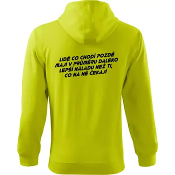 Pánská móda Lidé co chodí pozdě - Mikina s kapucí na zip trendy zipper - S ( Limetková )