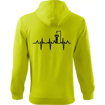 Pánská móda EKG otužování sprcha - Mikina s kapucí na zip trendy zipper - 3XL ( Limetková )