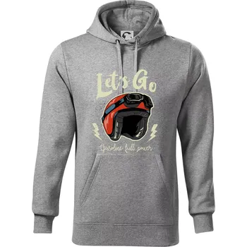 Pánská mikina Moto let's go - Mikina pánská Cape s kapucí - 3XL ( Tmavě šedý melír )