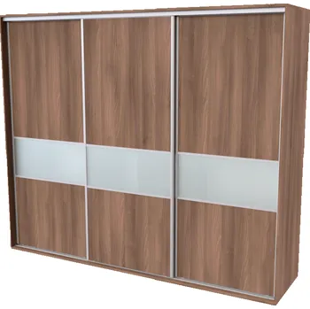 Postel NÁBYTEK MIKULÍK s.r.o. FLEXI 3 - šatní skříň dveře dělené sklem matelux, 240/260/280/300 x 220/240cm Šířka: 300cm, Výška: 240cm, Dekor: olše Šířka: 240cm, Dekor: akácie skořice