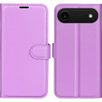 Pouzdro na mobilní telefon Litchi knížkové pouzdro na iPhone 17 Air - fialové