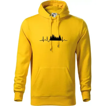 Pánská mikina EKG les - Mikina pánská Cape s kapucí - XL ( Žlutá )