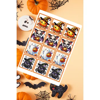 Jedlá dekorace na dort Jedlý tisk na fondánový list A4 " Halloween kostka oranž 3."