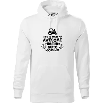 Pánská mikina Užasný řidič je zde! - Mikina pánská Cape s kapucí - L ( Bílá )