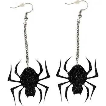 Náušnice RAPPA Visací náušnice s pavoučkem pro Halloween a čarodějnice Černá