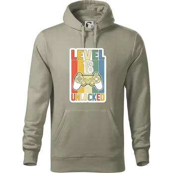 Pánská mikina Gaming narozeniny 18 - Mikina pánská Cape s kapucí - 5XL ( Light khaki )