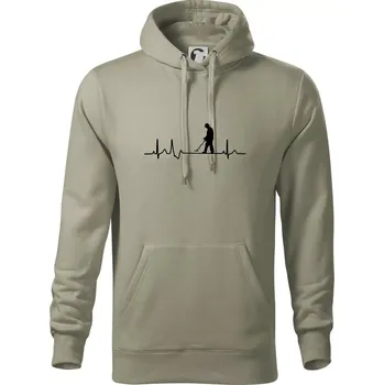 Pánská mikina EKG detektor - Mikina pánská Cape s kapucí - 4XL ( Light khaki )