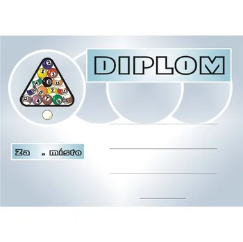 Kulečník diplom A4 č.17 Krátký text napište zde - více informací viz. POPIS v dolní části.