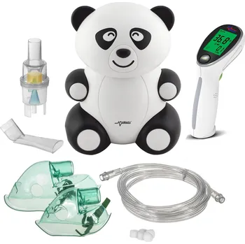 Inhalátor Dětský inhalátor Promedix PR-812 panda, nebulizátor, maska, sada filtrů + infračervený bezkontaktní lékařský teploměr Promedix PR-960