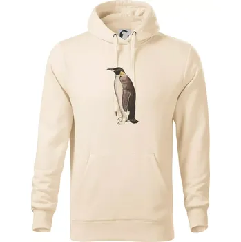 Pánská mikina Tučňák kreslený vodovými barvami - Mikina pánská Cape s kapucí - 5XL ( Mandlová )