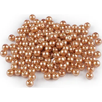 Dětské navlékací korálky Skleněné voskové perly Ø6 mm, barva 48B zlatá stř.