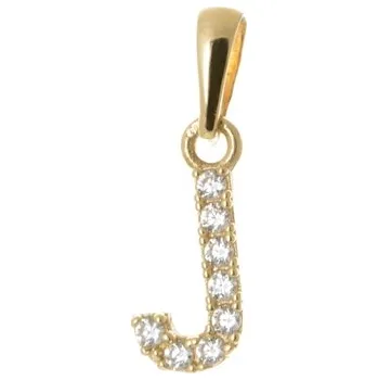 Šperk Přívěšek písmenko J ze žlutého zlata se zirkony ZZ0826JF + dárek zdarma