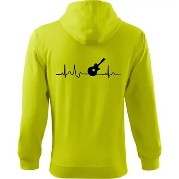 Pánská móda EKG akustická kytara - Mikina s kapucí na zip trendy zipper - L ( Limetková )