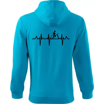 Pánská mikina EKG běžecký pás - Mikina s kapucí na zip trendy zipper - XL ( Světlý tyrkys )