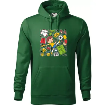 Pánská mikina Malý fotbalista ikony - Mikina pánská Cape s kapucí - 4XL ( Lahvově zelená )