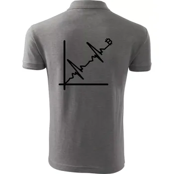 Pánská košile EKG graf bitcoin - Polokošile pánská Pique Polo 203 - 5XL ( Tmavě šedý melír )
