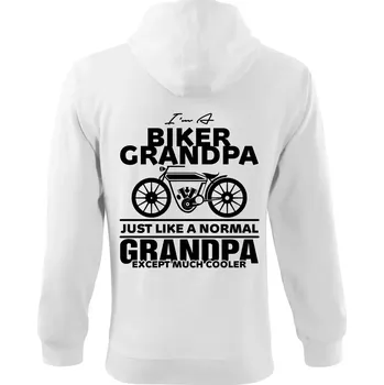 Pánská mikina Biker Grandpa - Mikina s kapucí na zip trendy zipper - 3XL ( Bílá )