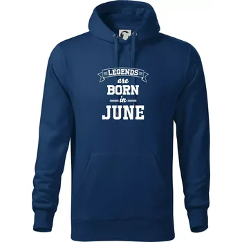 Pánská mikina Legends are born in June - Mikina pánská Cape s kapucí - XL ( Půlnoční modrá )