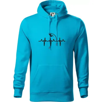 Pánská mikina EKG skok o tyči - Mikina pánská Cape s kapucí - 4XL ( Světlý tyrkys )