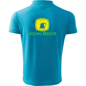 Pánská košile John Beer - Pivo - Polokošile pánská Pique Polo 203 - 4XL ( Světlý tyrkys )