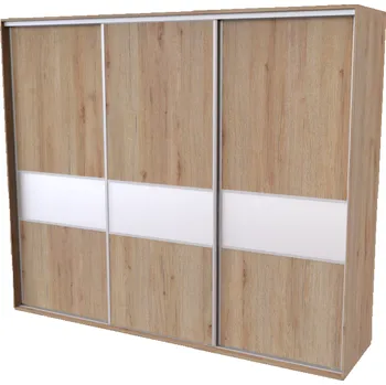 Postel NÁBYTEK MIKULÍK s.r.o. FLEXI 3 - šatní skříň dveře dělené sklem lacobel, 240/260/280/300 x 220/240cm Šířka: 300cm, Výška: 240cm, Dekor: olše Šířka: 240, Výška: 220, Dekor: dub grande