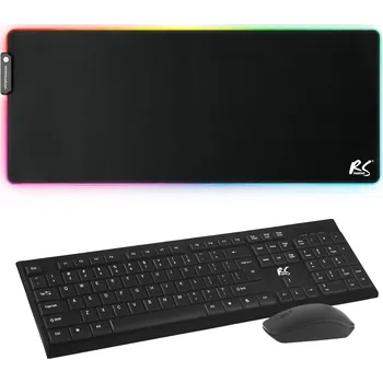 COMBO NanoRS bezdrátová klávesnice + myš, RS580+Gaming Keyboard Mousepad s LED podsvícením RGB NanoRS, 800x300x4mm, RS705