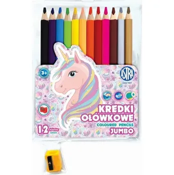 Dětské zboží Astra Školní barvičky JUMBO 12ks + struhadlo UNICORN, 312221007