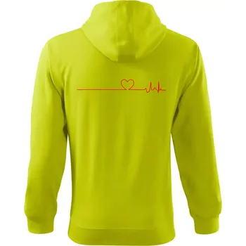 Pánská móda Poker EKG srdce červené - Mikina s kapucí na zip trendy zipper - M ( Limetková )