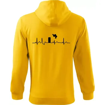 Pánská mikina Parkour ekg - Mikina s kapucí na zip trendy zipper - XL ( Žlutá )