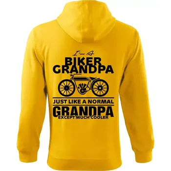 Pánská mikina Biker Grandpa - Mikina s kapucí na zip trendy zipper - XL ( Žlutá )