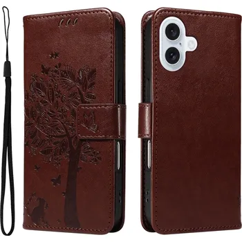 Pouzdro na mobilní telefon Trees knížkové pouzdro na iPhone 17 - hnědé